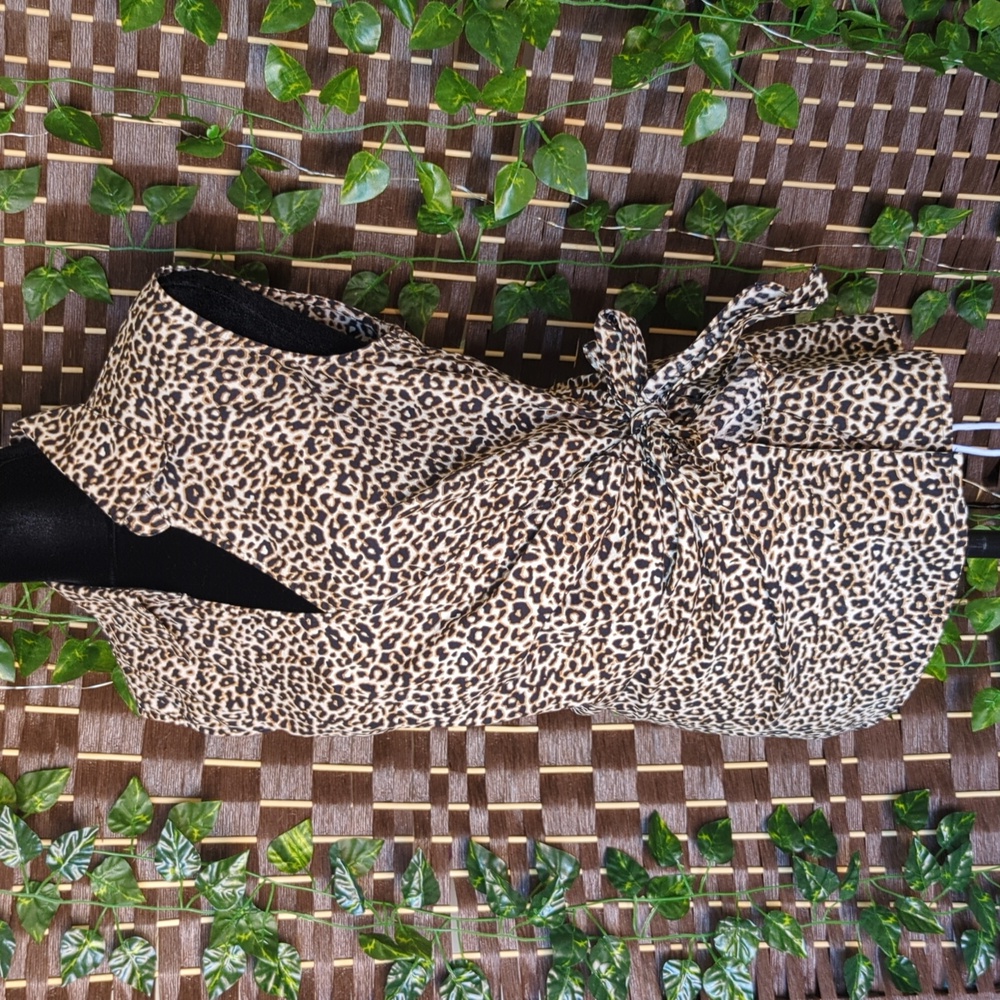 Express Design Studio Cheetah Print Wrap Blouse - Picture 3 of 7